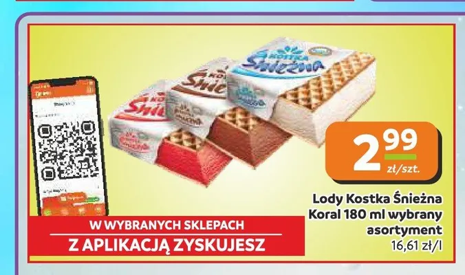 Lody kostka Śnieżna Koral promocja w Gama