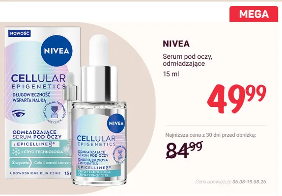 Serum pod oczy odmładzające Nivea Cellular Epigenetics promocja w Rossmann
