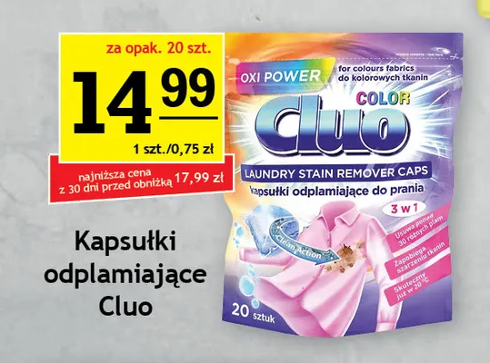Kapsułki odplamiające Cluo Color promocja w Gram Market