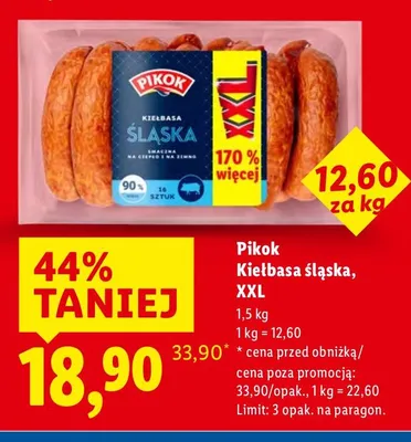 Kiełbasa śląska, XXL Pikok promocja w Lidl