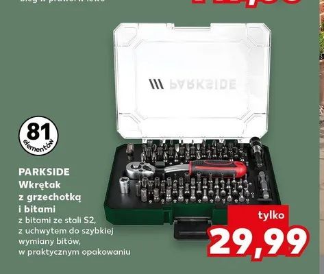 Wkrętak z grzechotką i bitami Parkside promocja w Kaufland