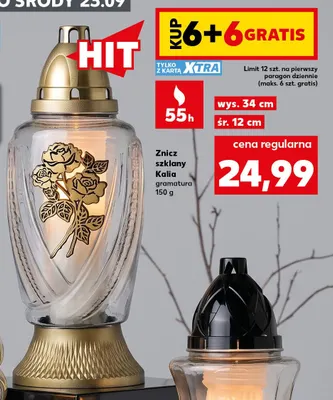 Znicz szklany Kalia promocja w Kaufland