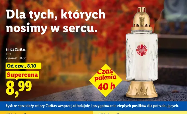 Znicz Caritas 30 cm promocja w Lidl