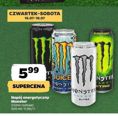 Napój energetyczny Monster Super Dry promocja w Netto