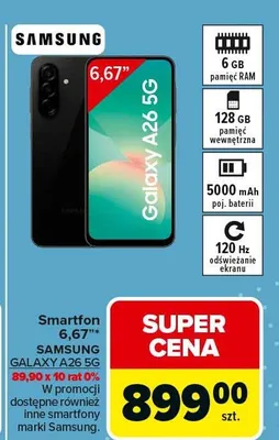 Smartfon Samsung Galaxy A26 5G 6,67" promocja w Carrefour