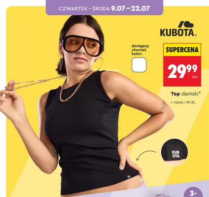 Top damski Kubota czarny promocja w Biedronka