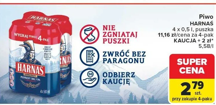 Piwo Obolon premium extra brew promocja w Carrefour