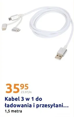 Kabel 3 w 1 do ładowania i przesyłania danych 1,5 metra promocja w Action