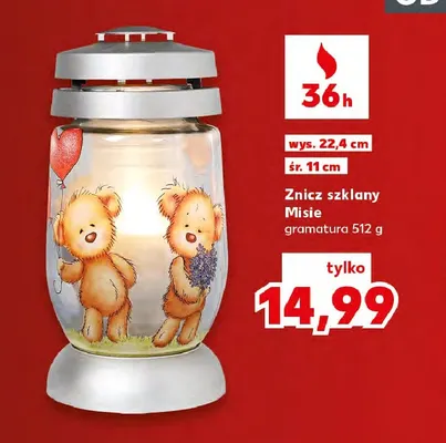 Znicz szklany Misie promocja w Kaufland