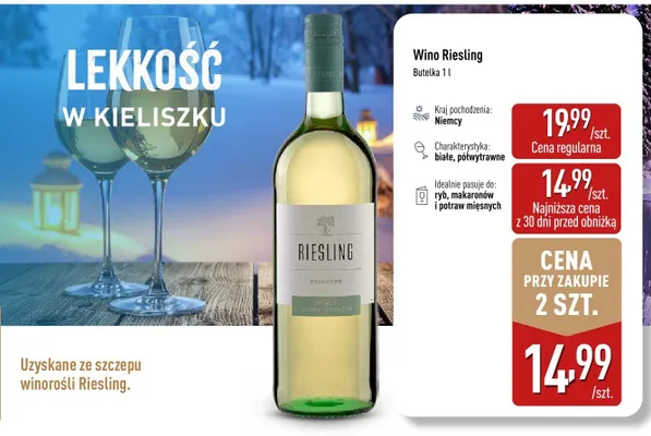 Wino Riesling białe półwytrawne promocja w Aldi