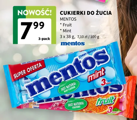 Cukierki do żucia Mentos Fruit 3-pak promocja w Intermarche
