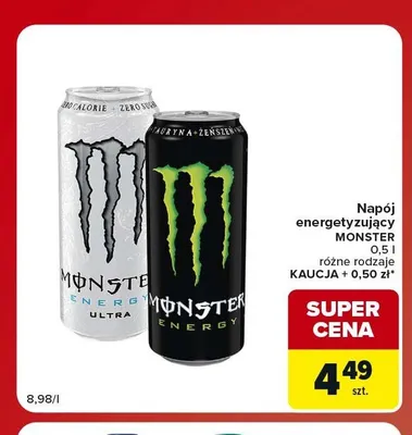 Napój energetyzujący Monster Ultra promocja w Carrefour Market