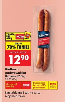 Kiełbasa podwawelska Krakus promocja w Biedronka