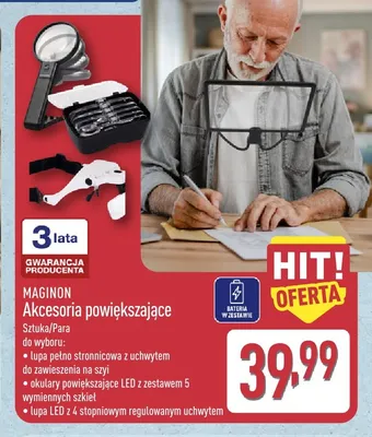 Lupa LED z 4 stopniowym regulowanym uchwytem Maginon promocja w Aldi