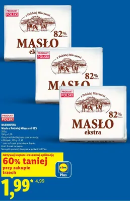 Masło ekstra z Polskiej Mleczarni 82% Mlekovita promocja w Lidl