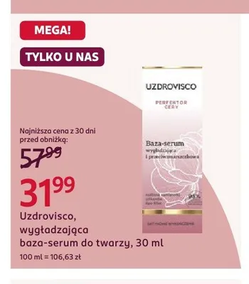 Baza-serum wygładzająca do twarzy Uzdrovisco promocja w Rossmann