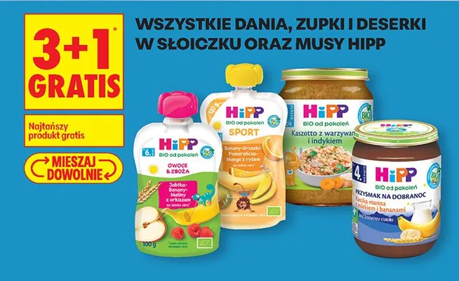 Wszystkie dania, zupki i deserki w słoiczku oraz musy 3+1 GRATIS promocja w Biedronka