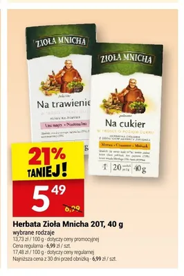 Herbata Zioła Mnicha Na cukier promocja w Twój Market