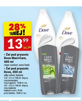 Żel pod prysznic Dove Men+Care Clean Comfort promocja w Twój Market