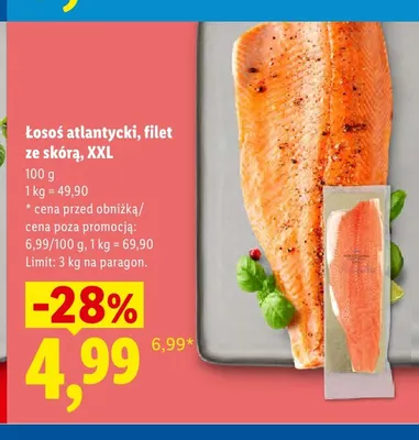 Łosoś atlantycki filet ze skórą XXL promocja w Lidl