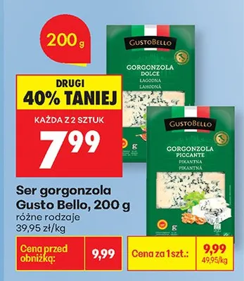 Ser gorgonzola Gusto Bello różne rodzaje promocja w Biedronka