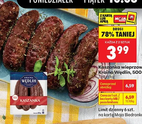 Kaszanka wieprzowa Kraina Wędlin promocja w Biedronka