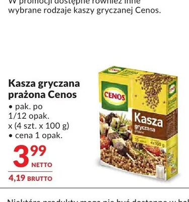 Kasza gryczana prażona Cenos 4-pak 100g promocja w Makro
