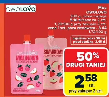 Mus malinowo-truskawkowy promocja w Carrefour Market