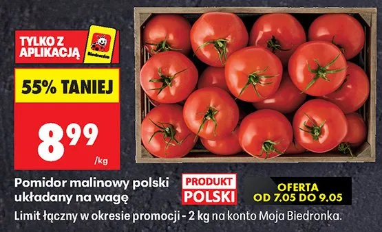 Pomidor malinowy polski układany na wagę promocja w Biedronka