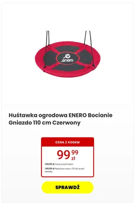 Huśtawka ogrodowa ENERO Bocianie Gniazdo 110 cm Czerwony promocja w Media Expert