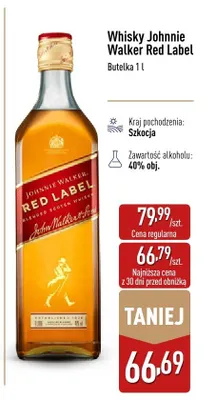 Whisky Johnnie Walker Red Label promocja w Aldi