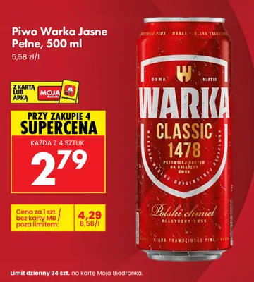 Piwo Warka promocja w Biedronka