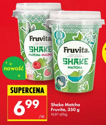 Napój mleczny Shake Matcha-Malina Fruvita promocja w Biedronka