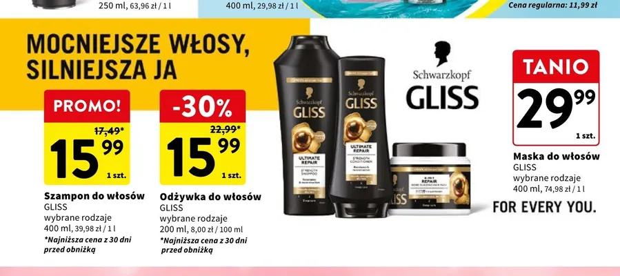 Szampon do włosów GLISS promocja w Intermarche