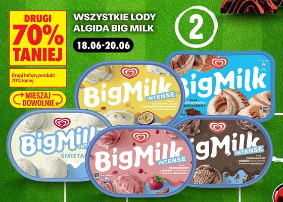 Lody Big Milk Intense truskawkowe promocja w Biedronka