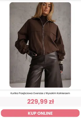 Kurtka przejściowa oversize z wysokim kołnierzem Reneé promocja w Renee
