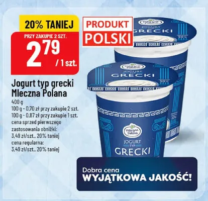 Jogurt typ grecki Mleczna Polana promocja w POLOmarket