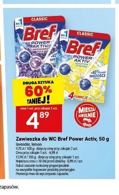 Zawieszka do WC Bref Power Activ Lemon promocja w Twój Market