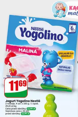 Jogurt Yogolino malina promocja w Dino