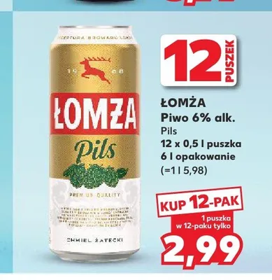Piwo Łomża Pils 12-pak promocja w Kaufland
