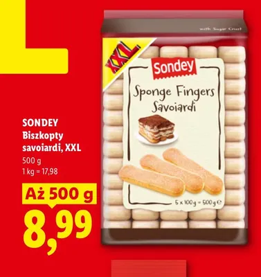 Biszkopty savoiardi XXL Sondey promocja w Lidl