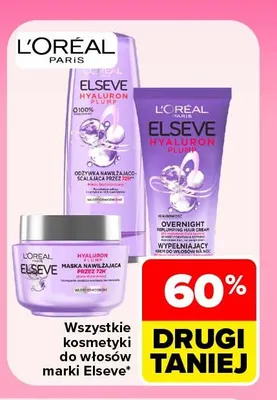 Wypełniający krem do włosów na noc Hyaluron Plump Elseve promocja w Carrefour