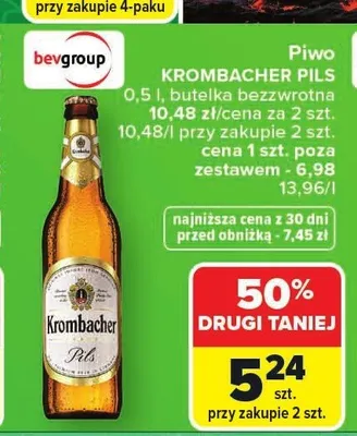 Piwo Krombacher Pils 0,5l promocja w Carrefour