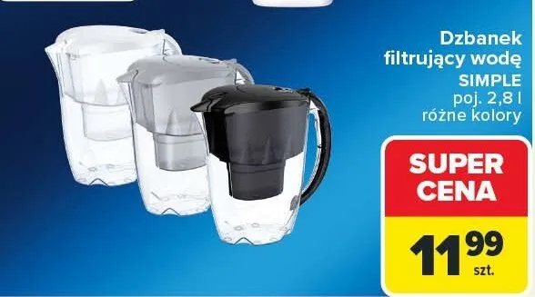 Dzbanek filtrujący wodę Simple promocja w Carrefour