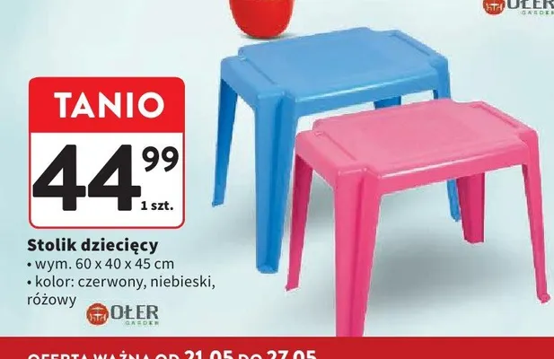 Stolik dziecięcy OŁER wym. 60x40x45cm promocja w Intermarche