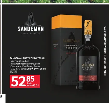 Wino SANDEMAN Fine Tawny Porto promocja w Selgros