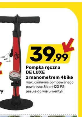 Pompka ręczna DE LUXE z manometrem 4bike promocja w Bricomarche
