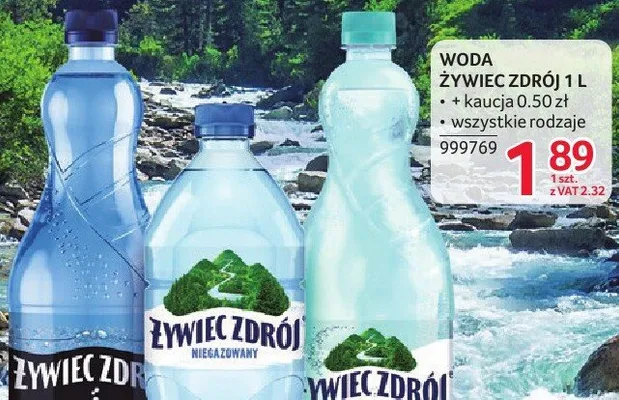 Woda Żywiec Zdrój 1 l + kaucja 0.50 zł wszystkie rodzaje promocja w Selgros