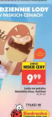 Lody na patyku Marletto Duo 4-pak 55ml promocja w Biedronka