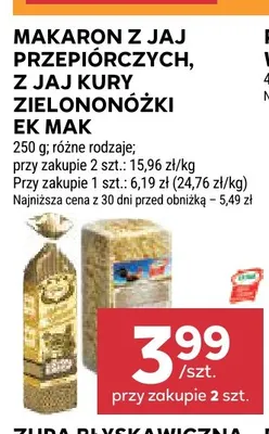 Makaron z jaj kury zielononóżki Ek Mak promocja w Stokrotka